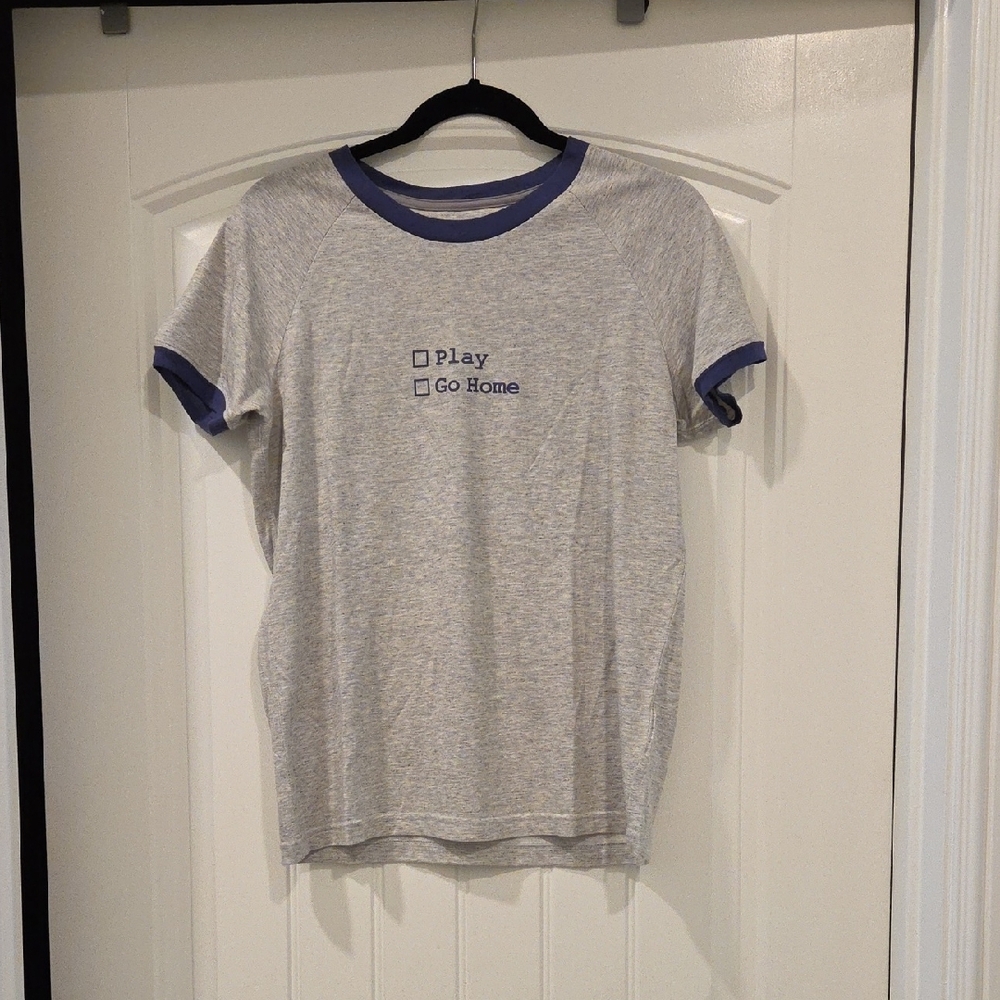 Nike DRY FIT Fitted Blue and Gray Short Sleeve Ringer Tee
